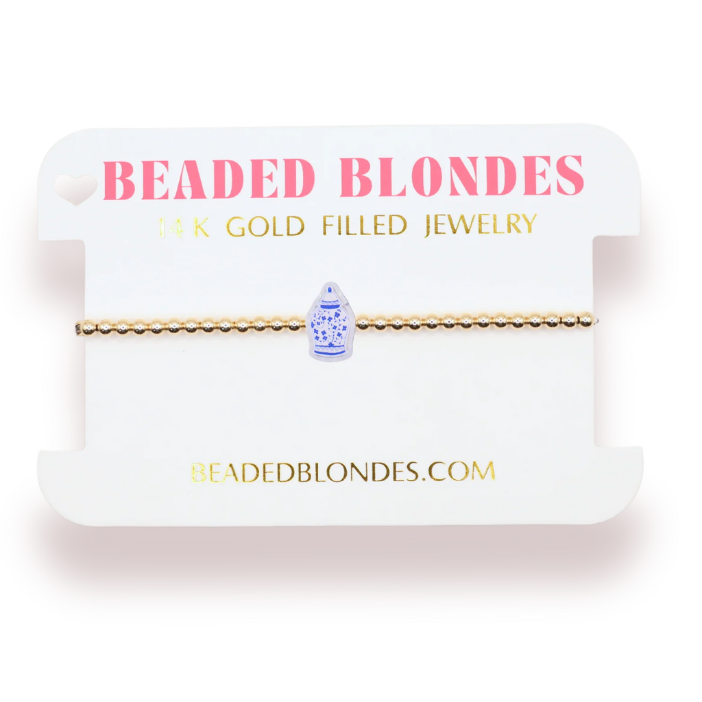 ginger jar beaded bracelet on gold