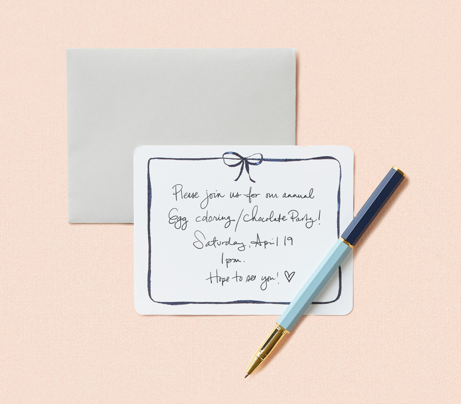 Navy Bow Flat Notes – Boxed Set of 8 Notecards