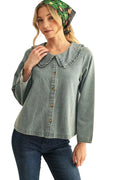 rose denim shirt