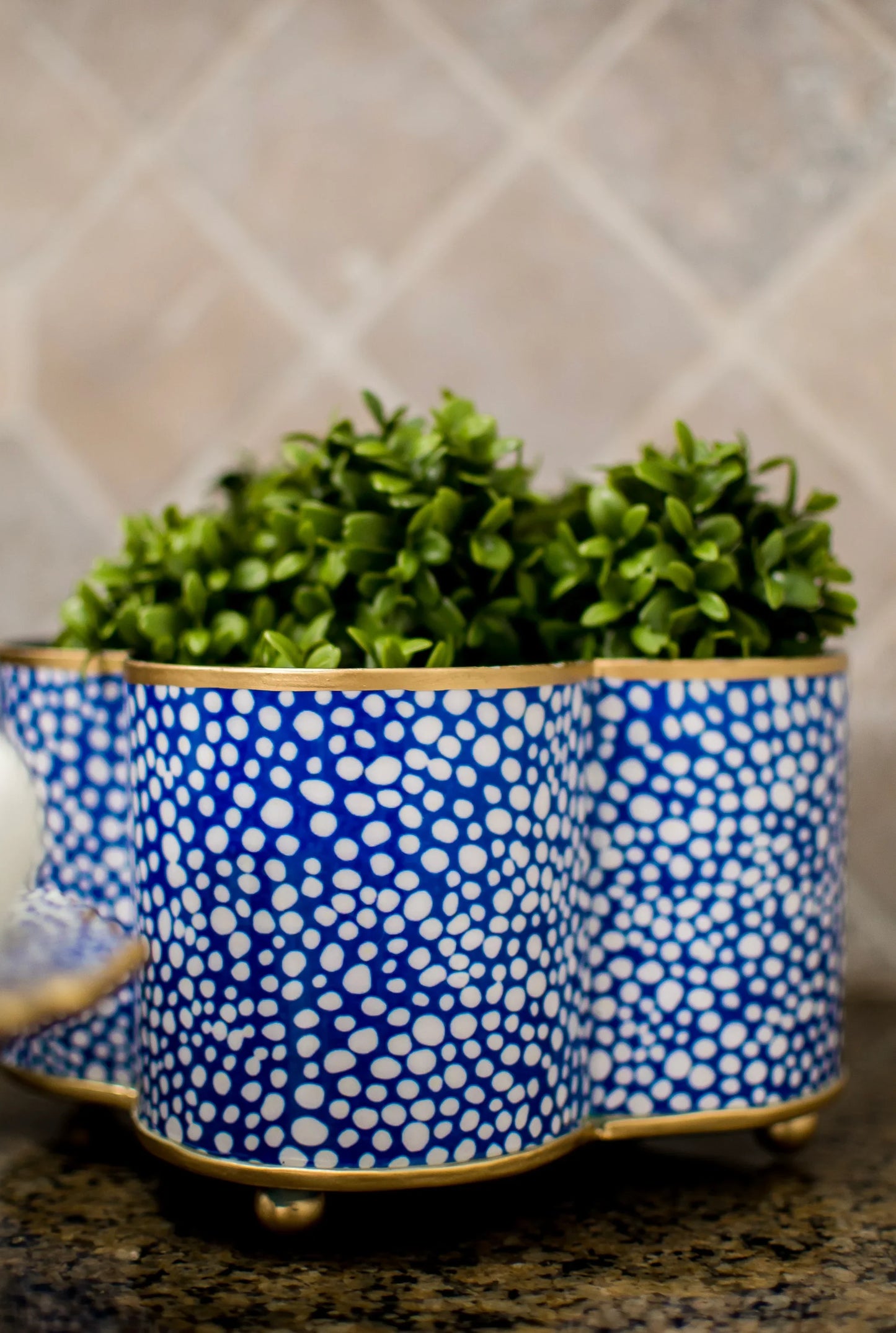 shagreen enamel quatrefoil cachepot planter