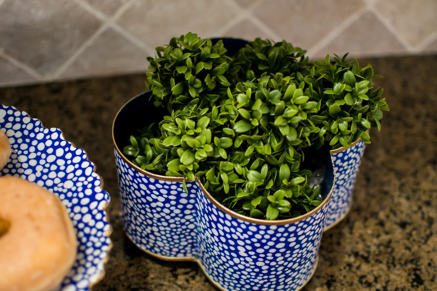 shagreen enamel quatrefoil cachepot planter