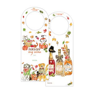 Handpainted Thankful Dogs Wine Tag