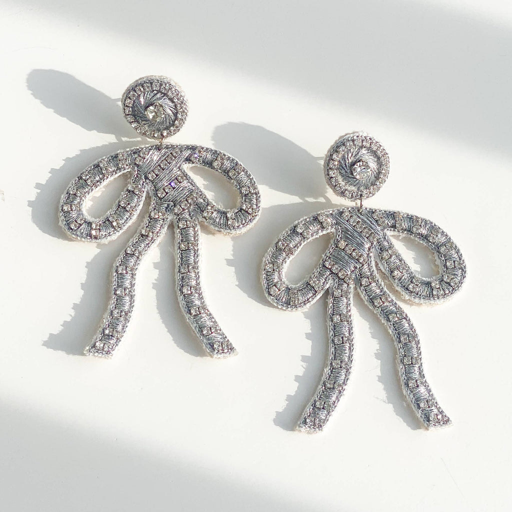 Coquette Embroidered Earrings | Dazzling Sterling