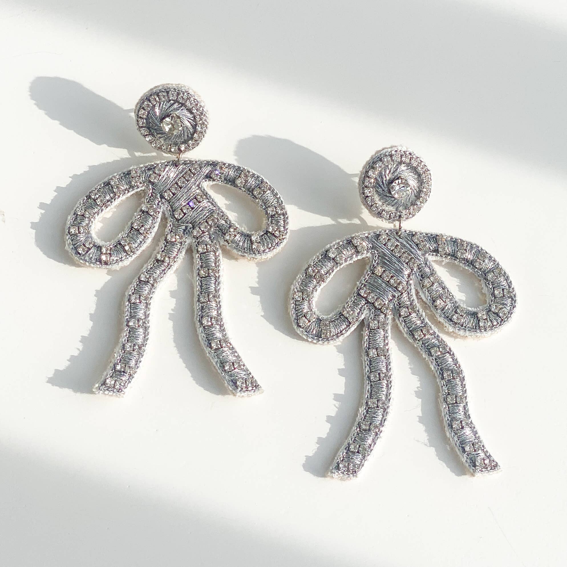 Coquette Embroidered Earrings | Dazzling Sterling