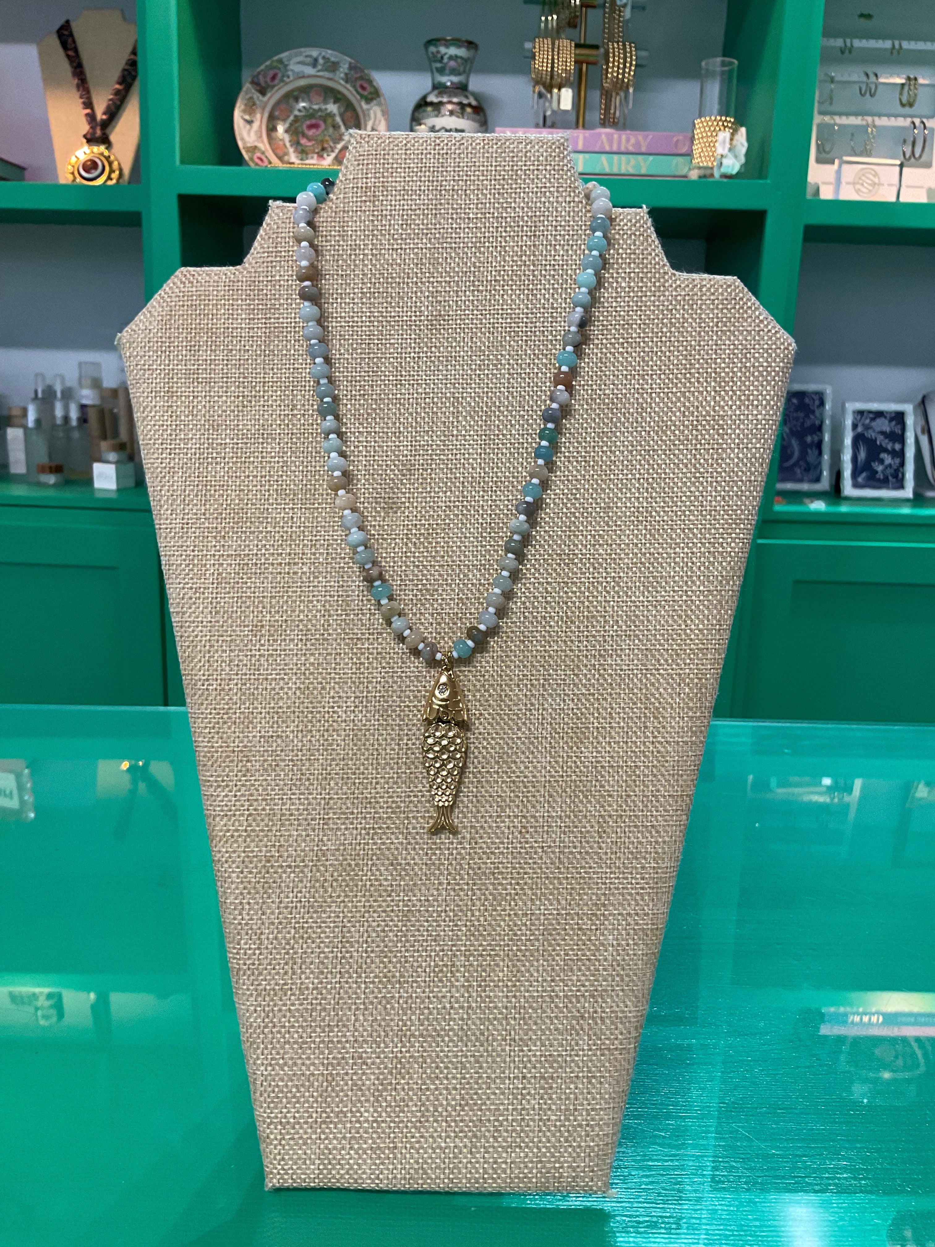 dancing fish beaded necklace