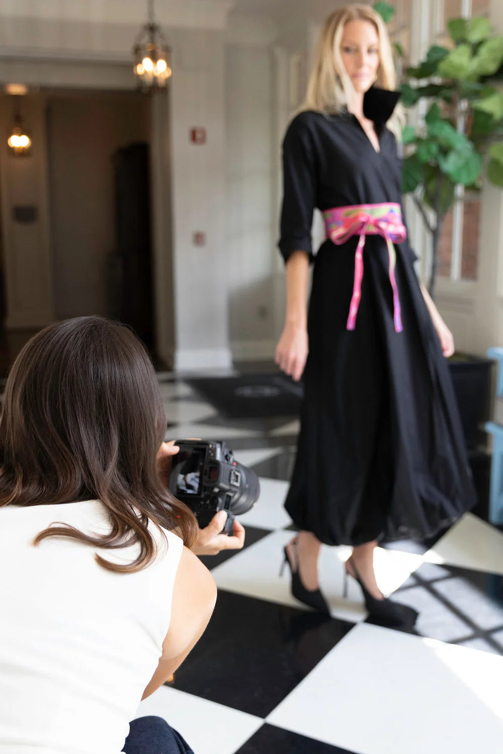 uptown bubble dress black long