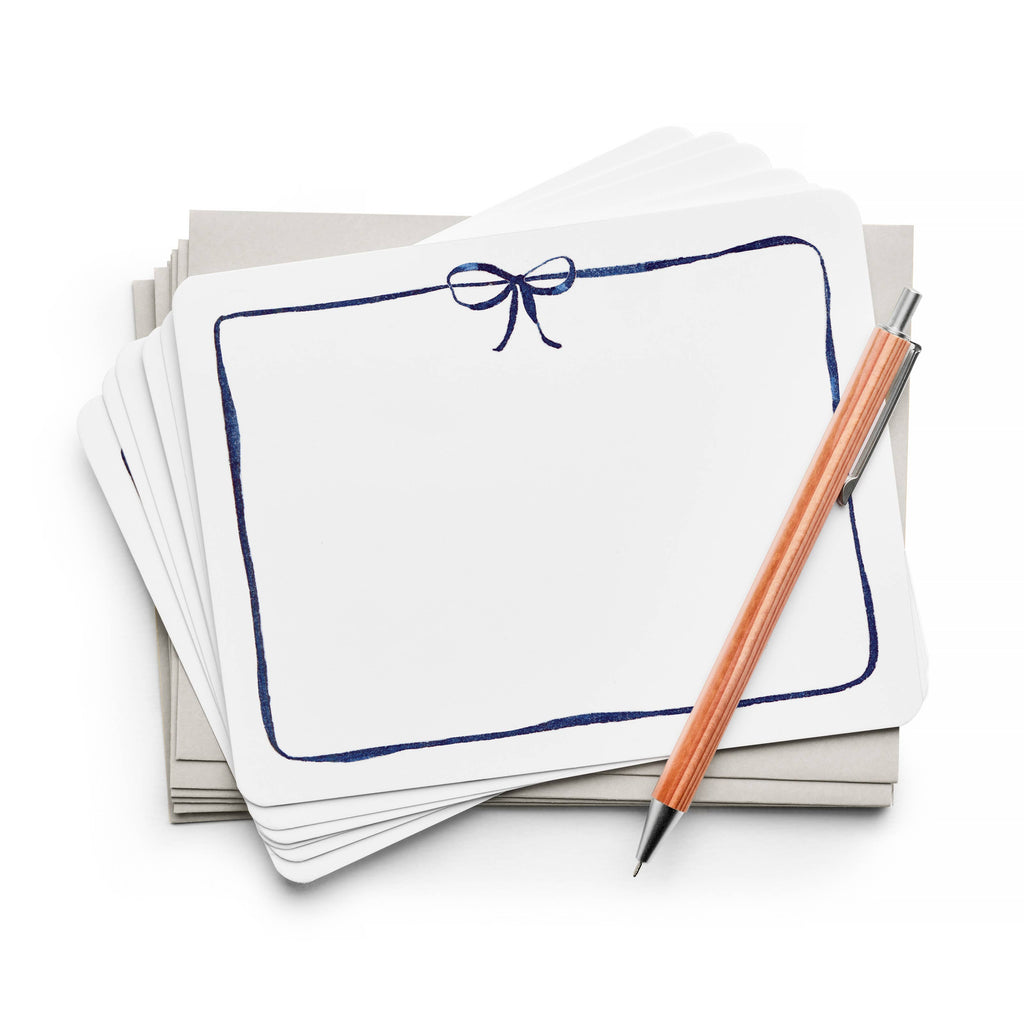Navy Bow Flat Notes – Boxed Set of 8 Notecards
