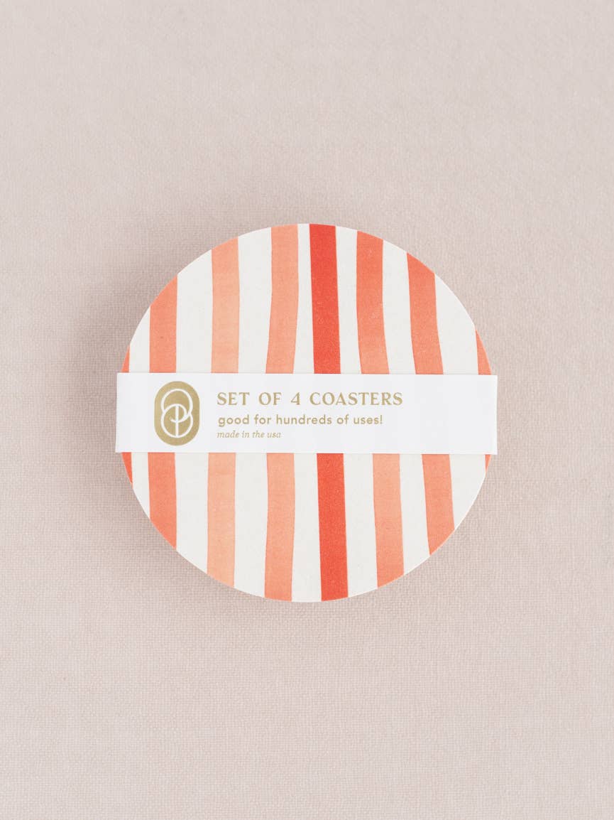 Red Striped Coaster Set of Four