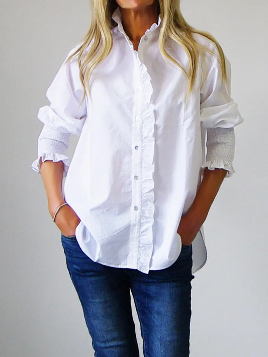 poppy white cotton poplin blouse