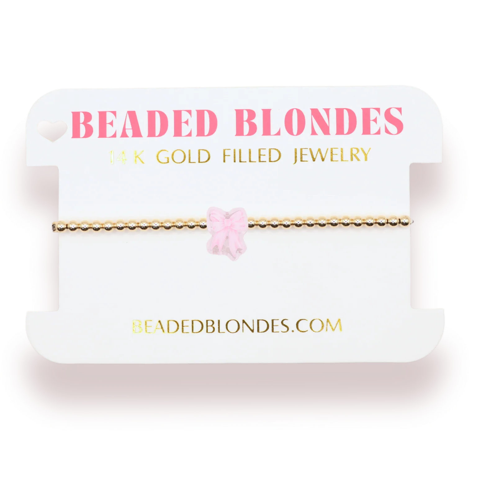 pink watercolor bow beaded bracelet on gold