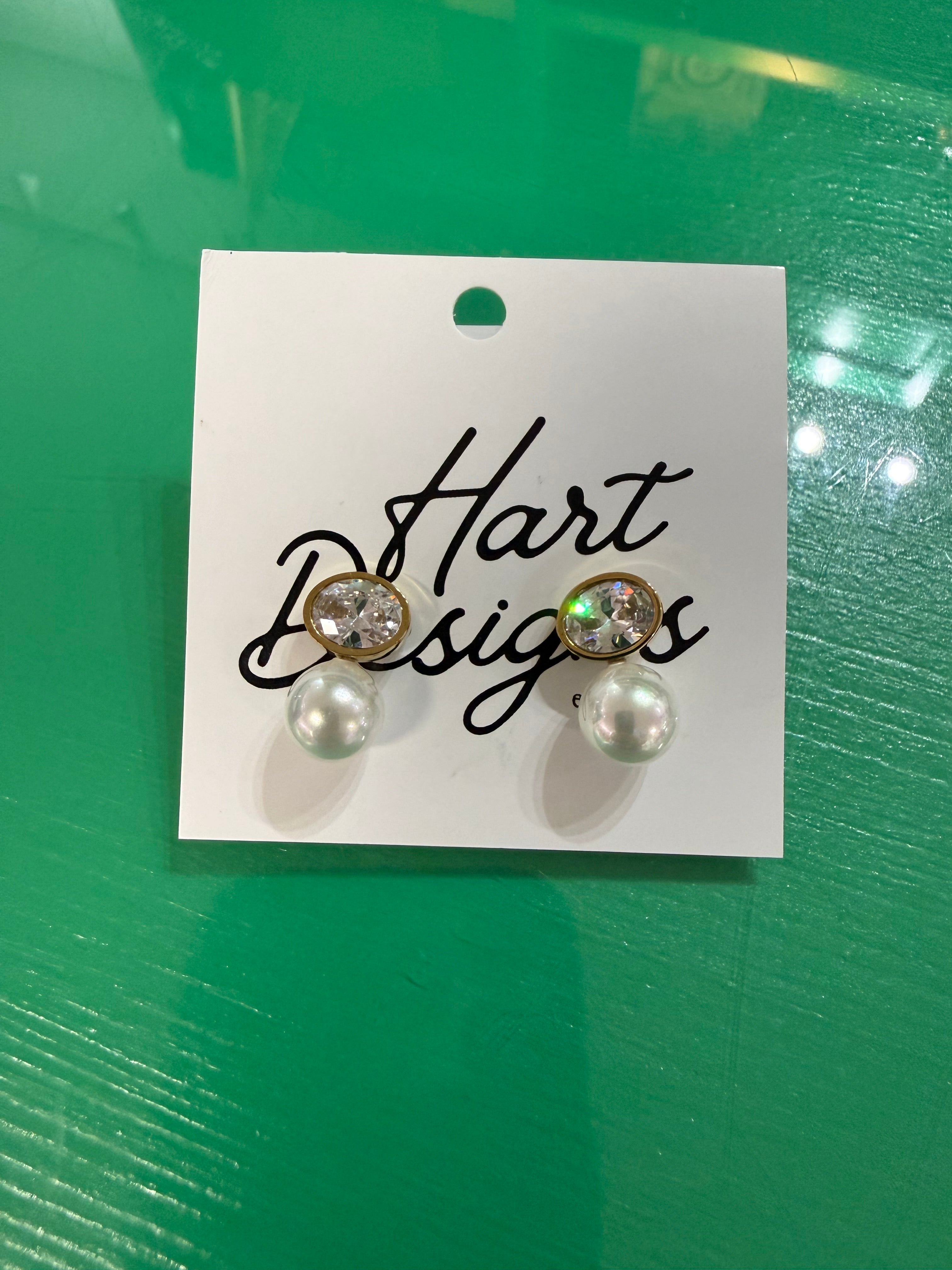 bezeled pearl earrings