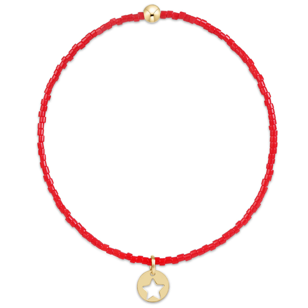 hope classic bracelet bright red star small gold disc