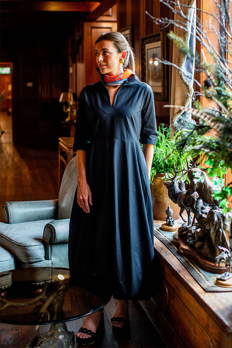 uptown bubble dress black long