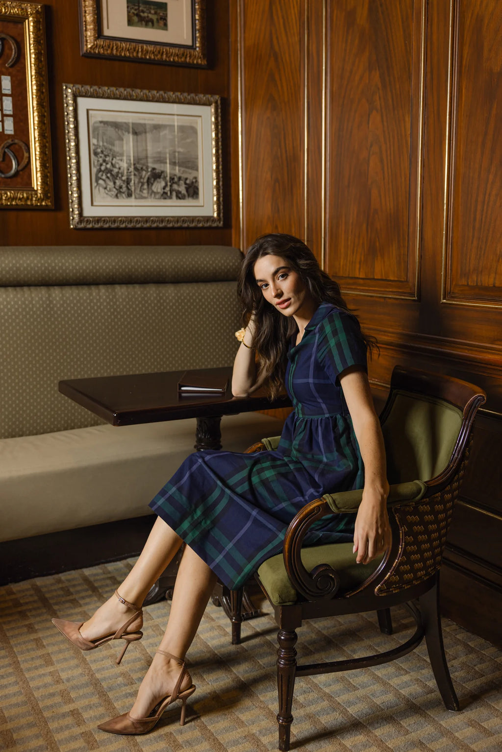 briggs dress navy plaid