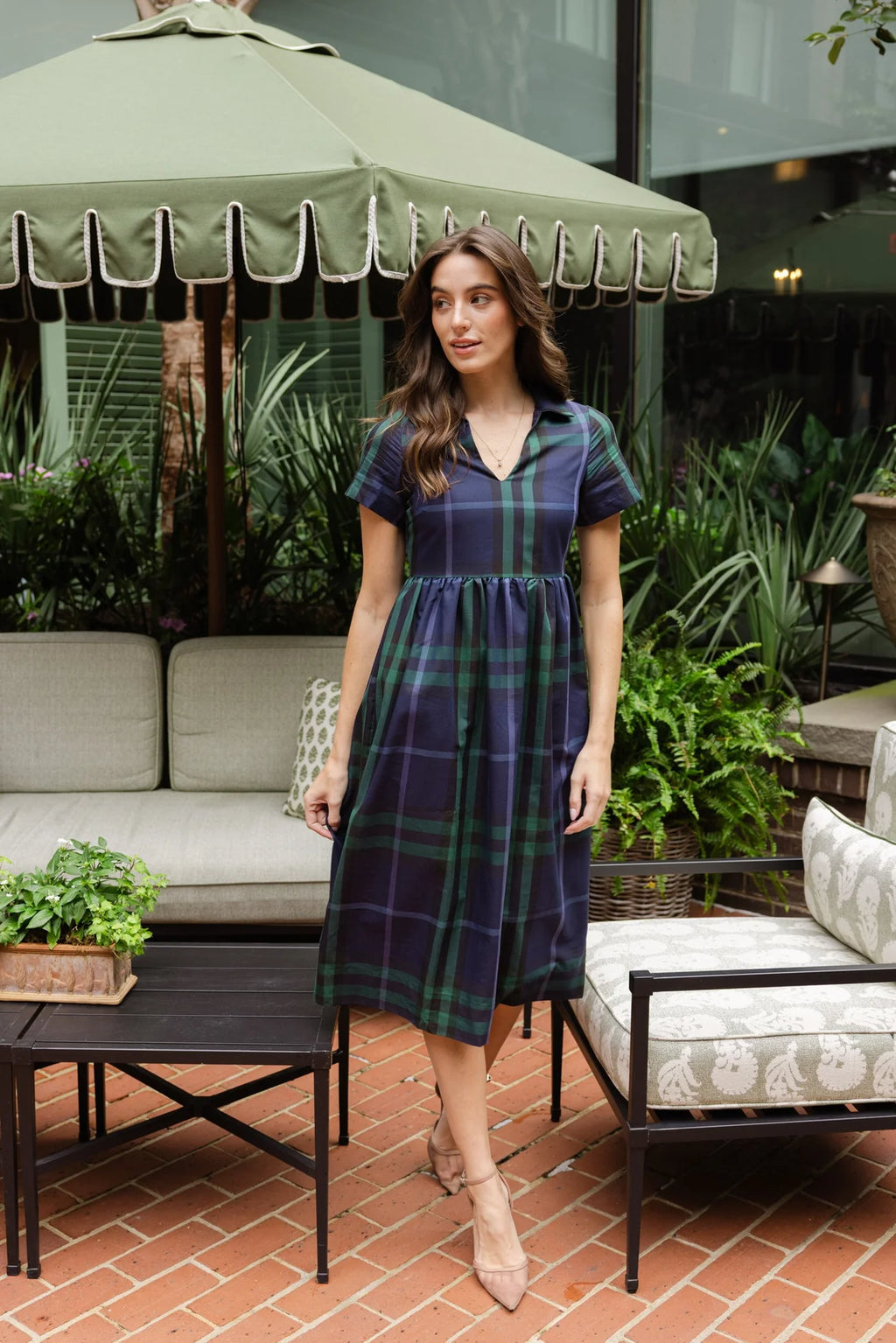 briggs dress navy plaid