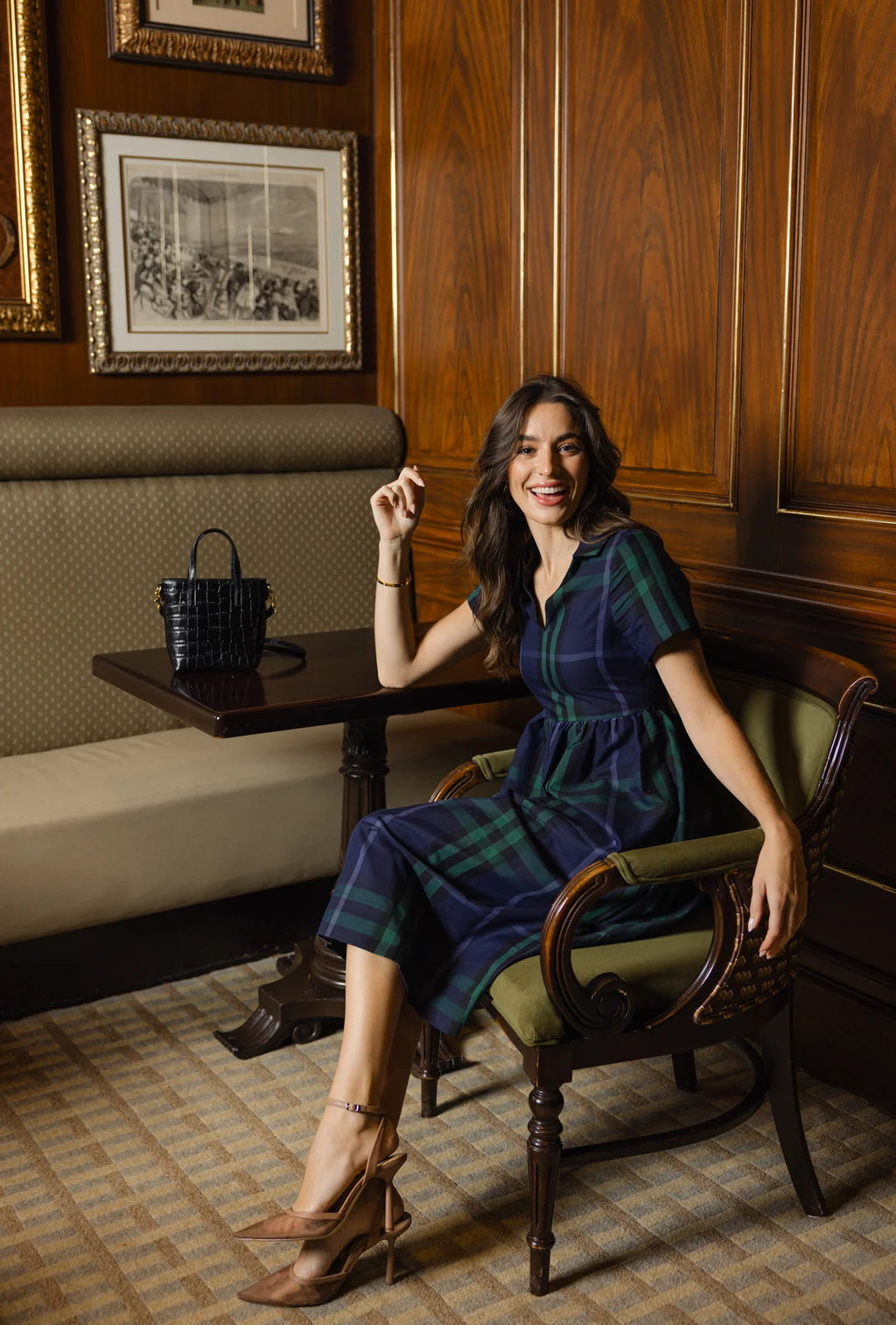 briggs dress navy plaid