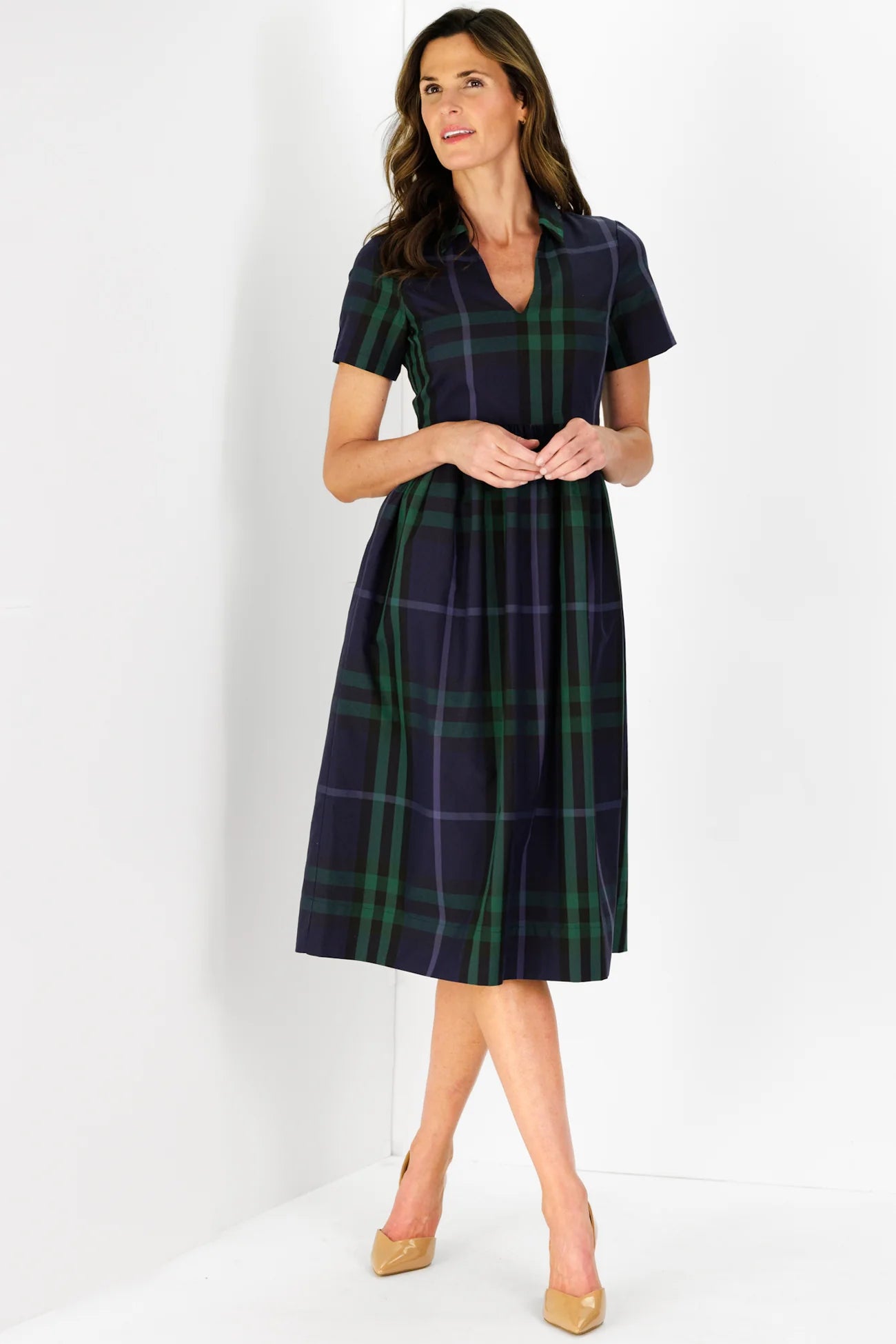 briggs dress navy plaid