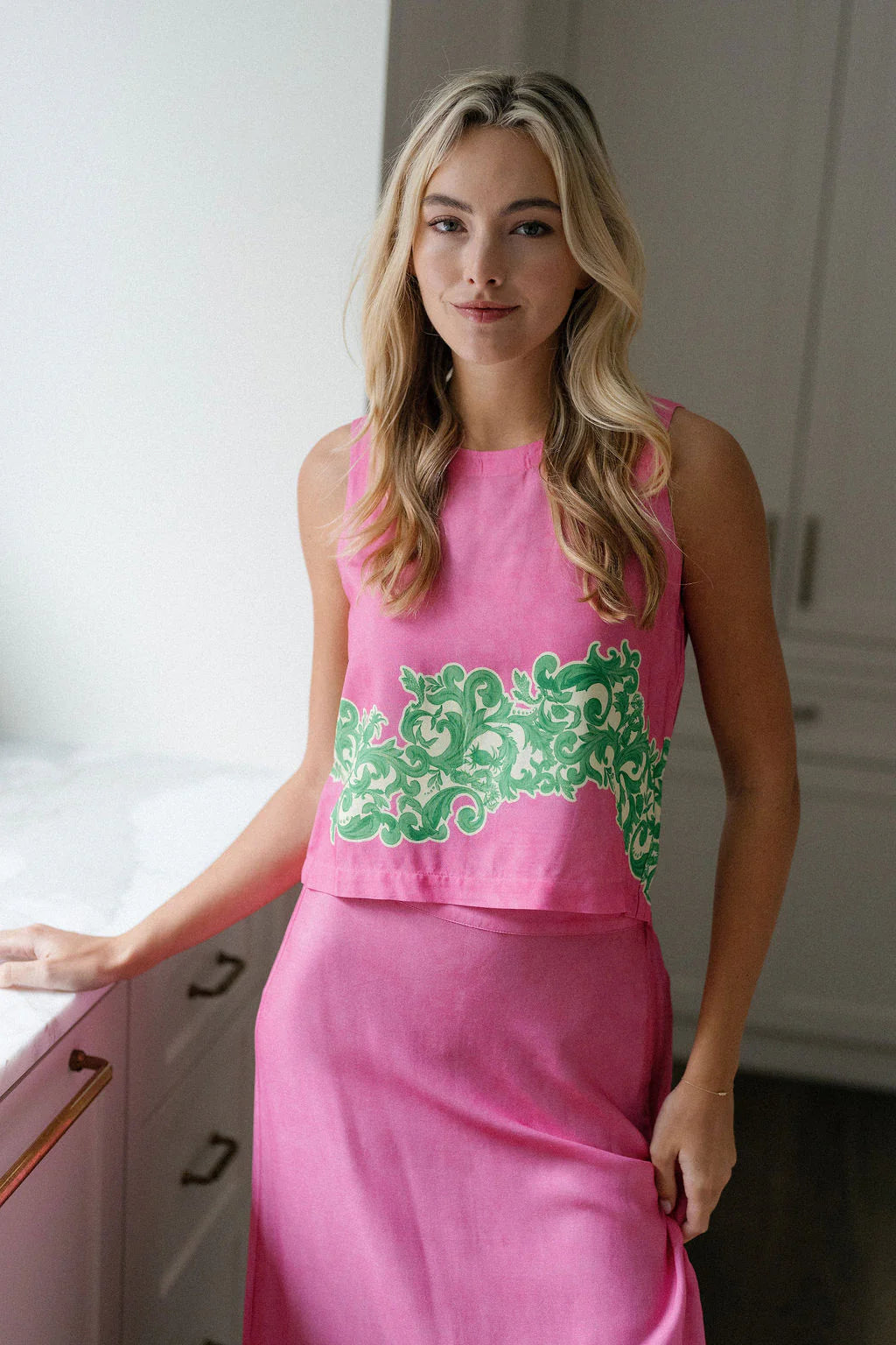 summer lattice boxy top