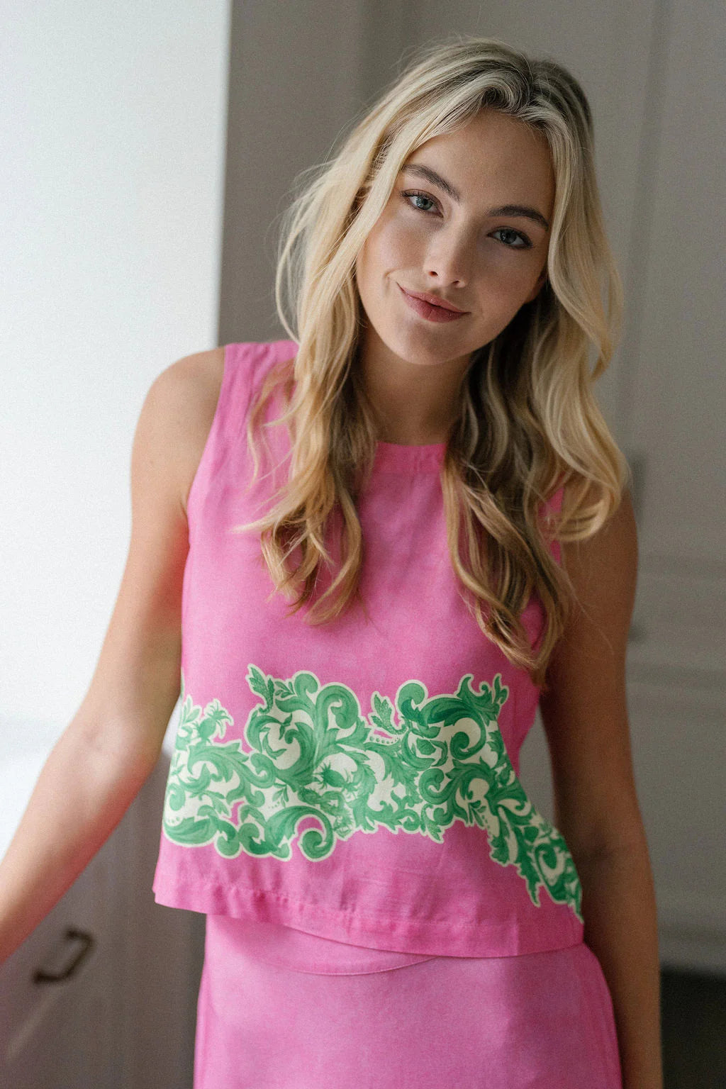summer lattice boxy top