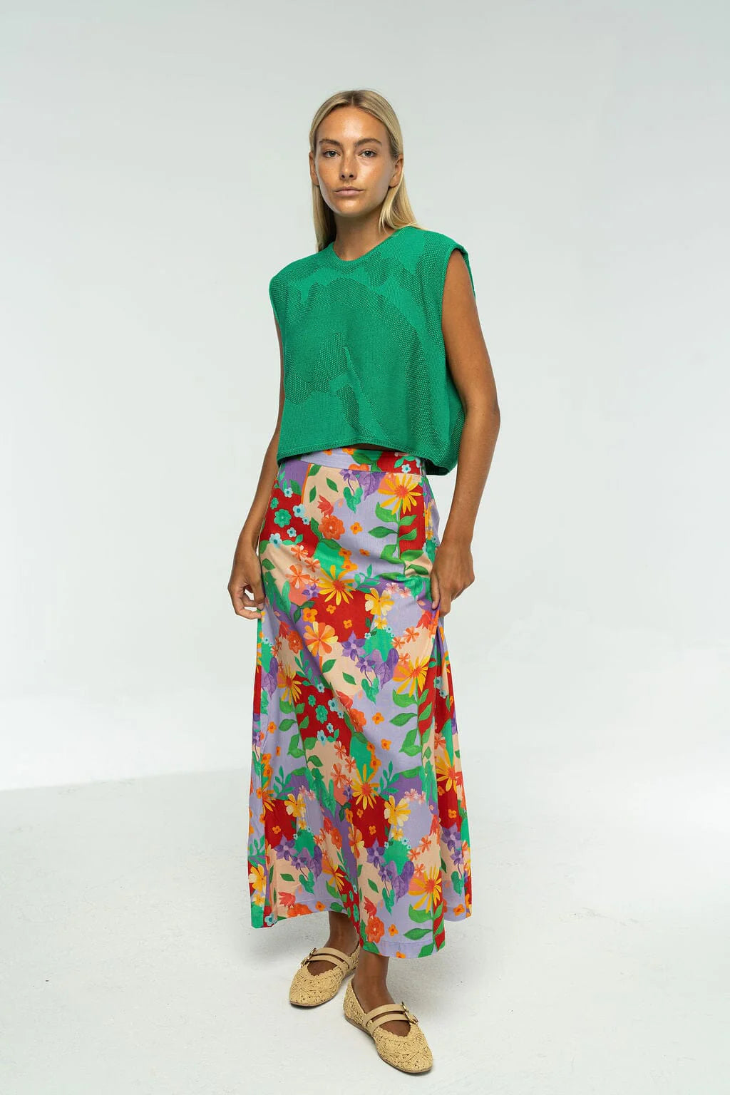 laura sleeveless sweater - emerald green