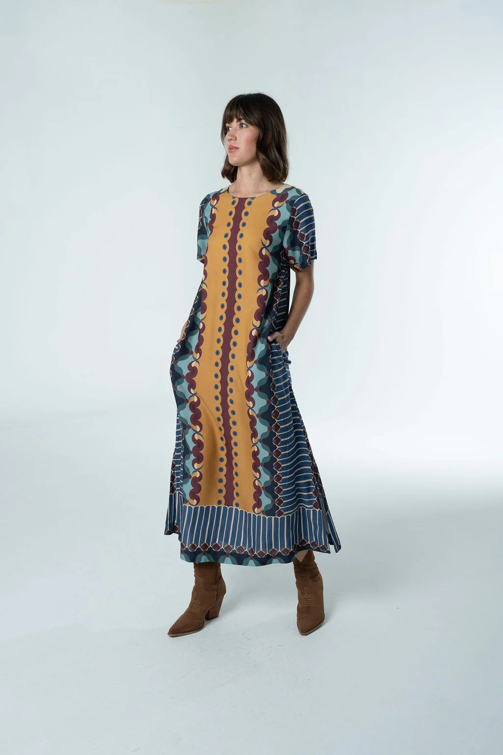 diana maxi dress in terracotta tapestry – pretty little things