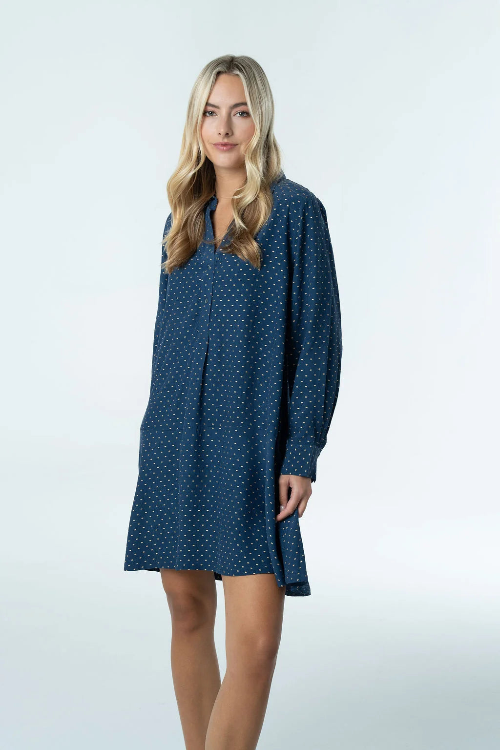 margot mini dress in crepe polka dot