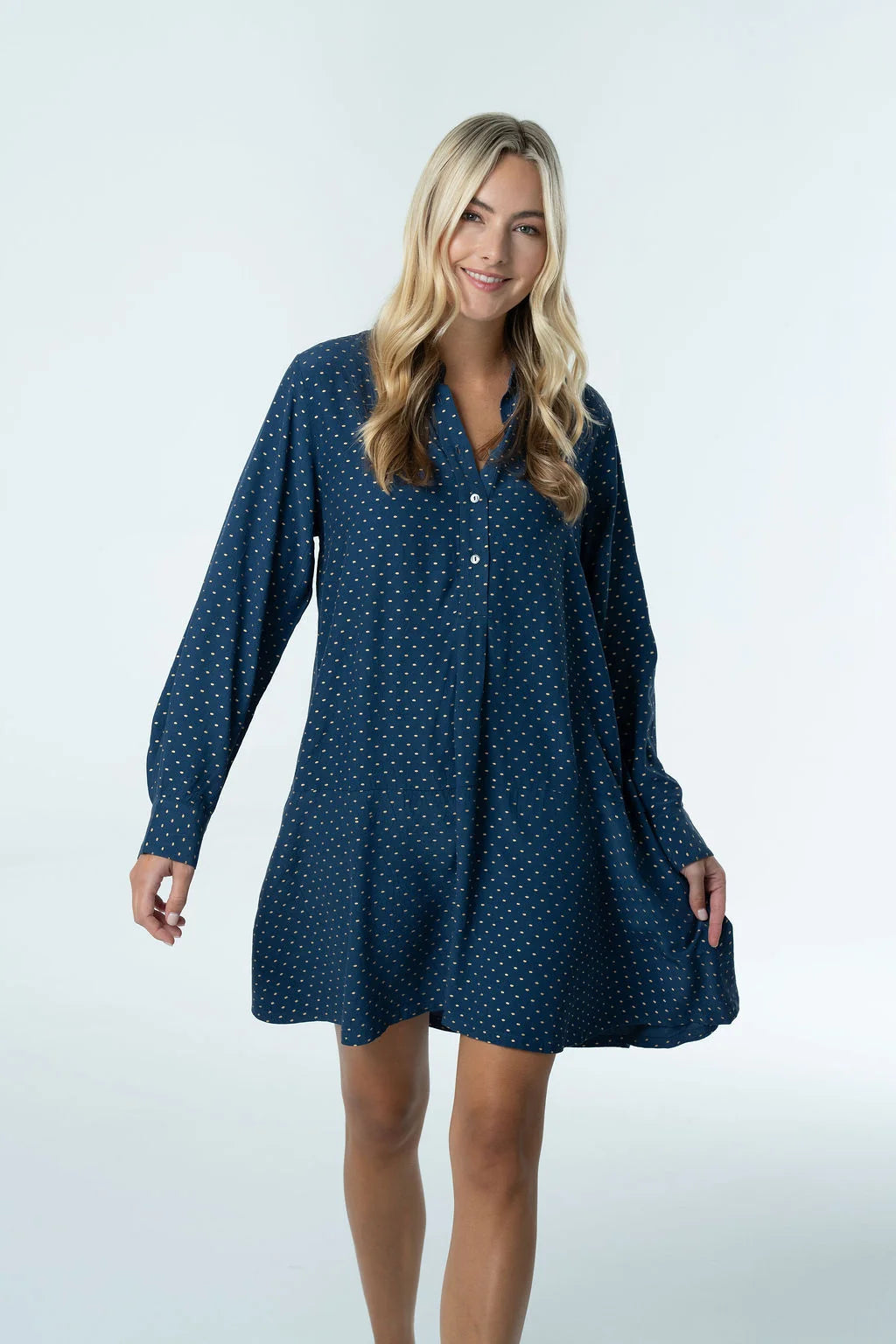 margot mini dress in crepe polka dot