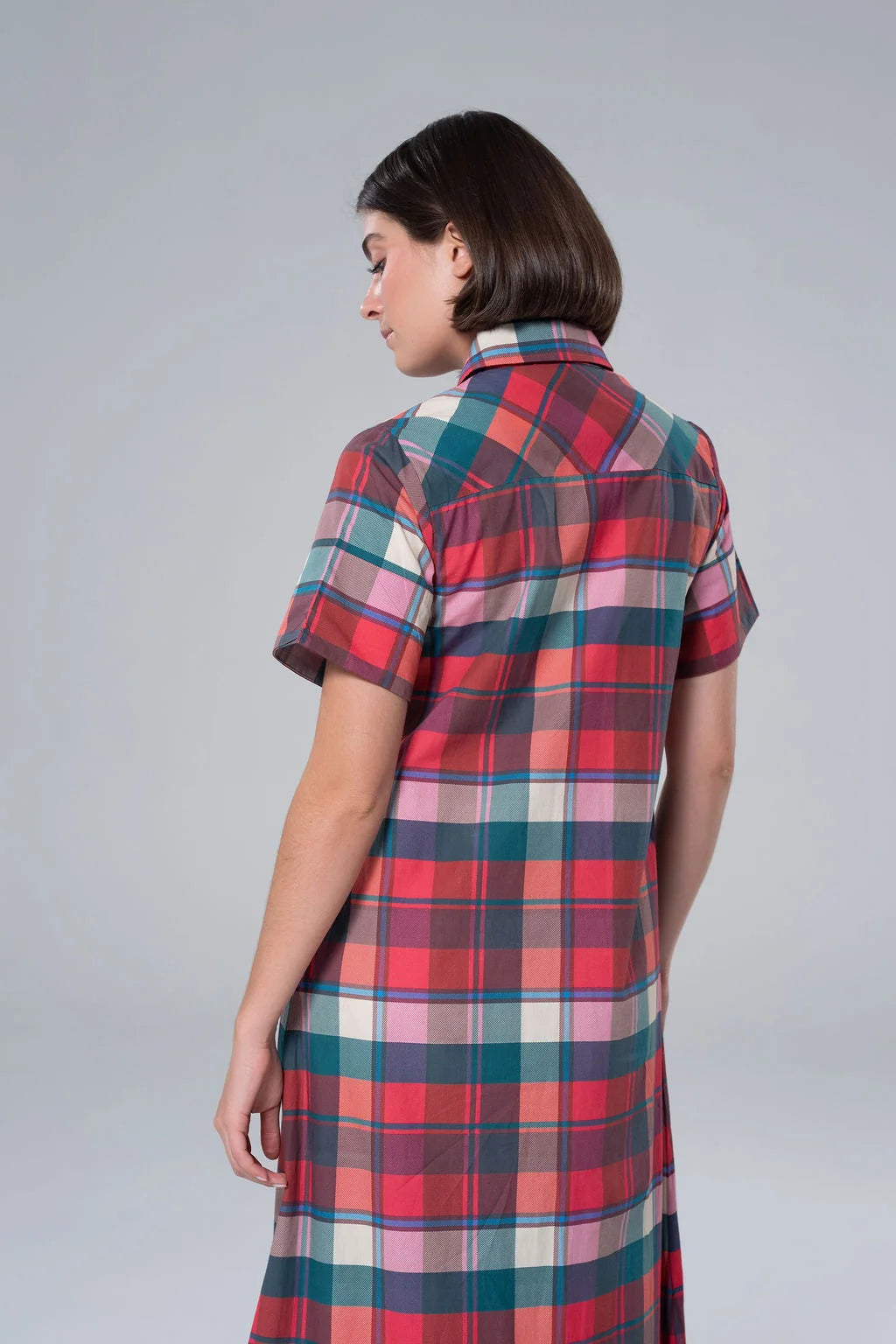 kristina plaid maxi shirt dress