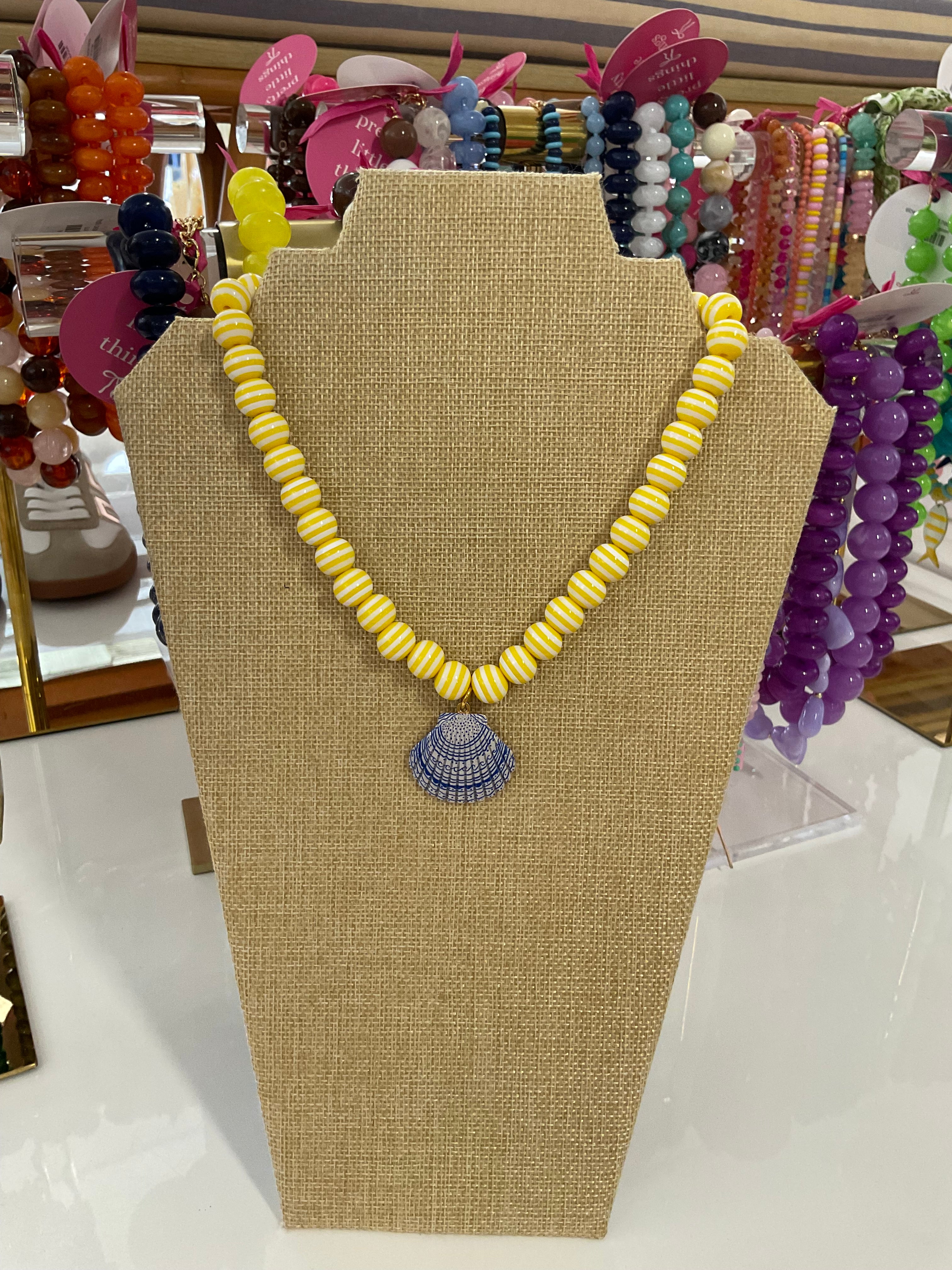 stripe beaded charm necklace