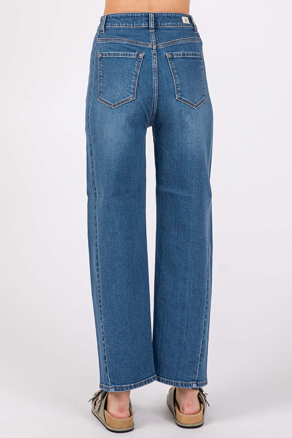 modena high rise side panel barrel jeans