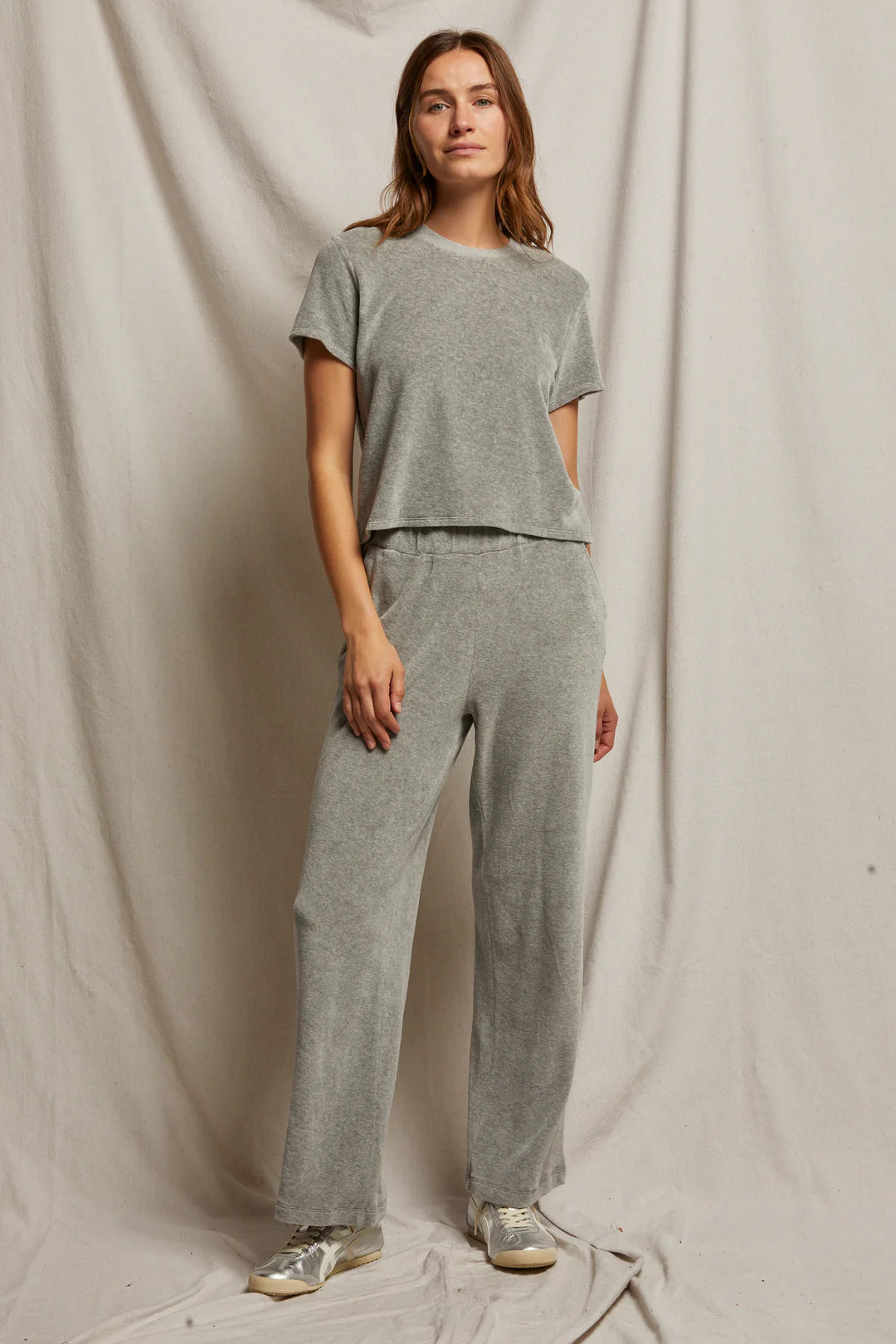 holly velour relaxed leg sweatpant