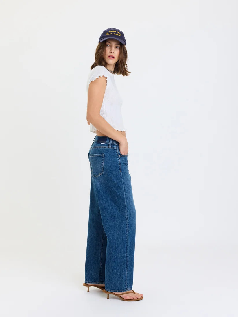 replay low rise v-waist soft barrel jeans in almost home