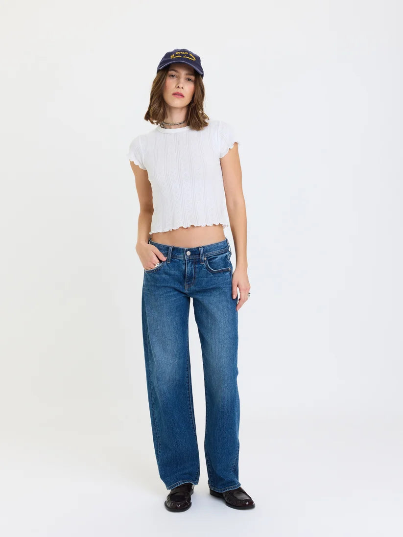 replay low rise v-waist soft barrel jeans in almost home
