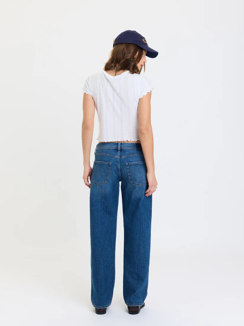 replay low rise v-waist soft barrel jeans in almost home