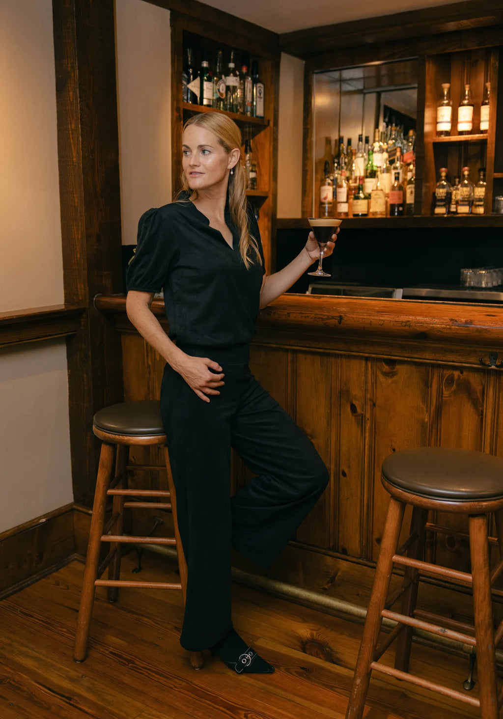 sasha pant black stretch suede