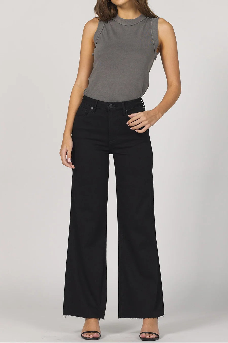 fiona high rise wide leg jeans black arrow