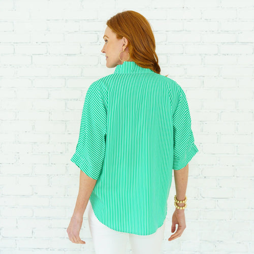 annie stripe top green