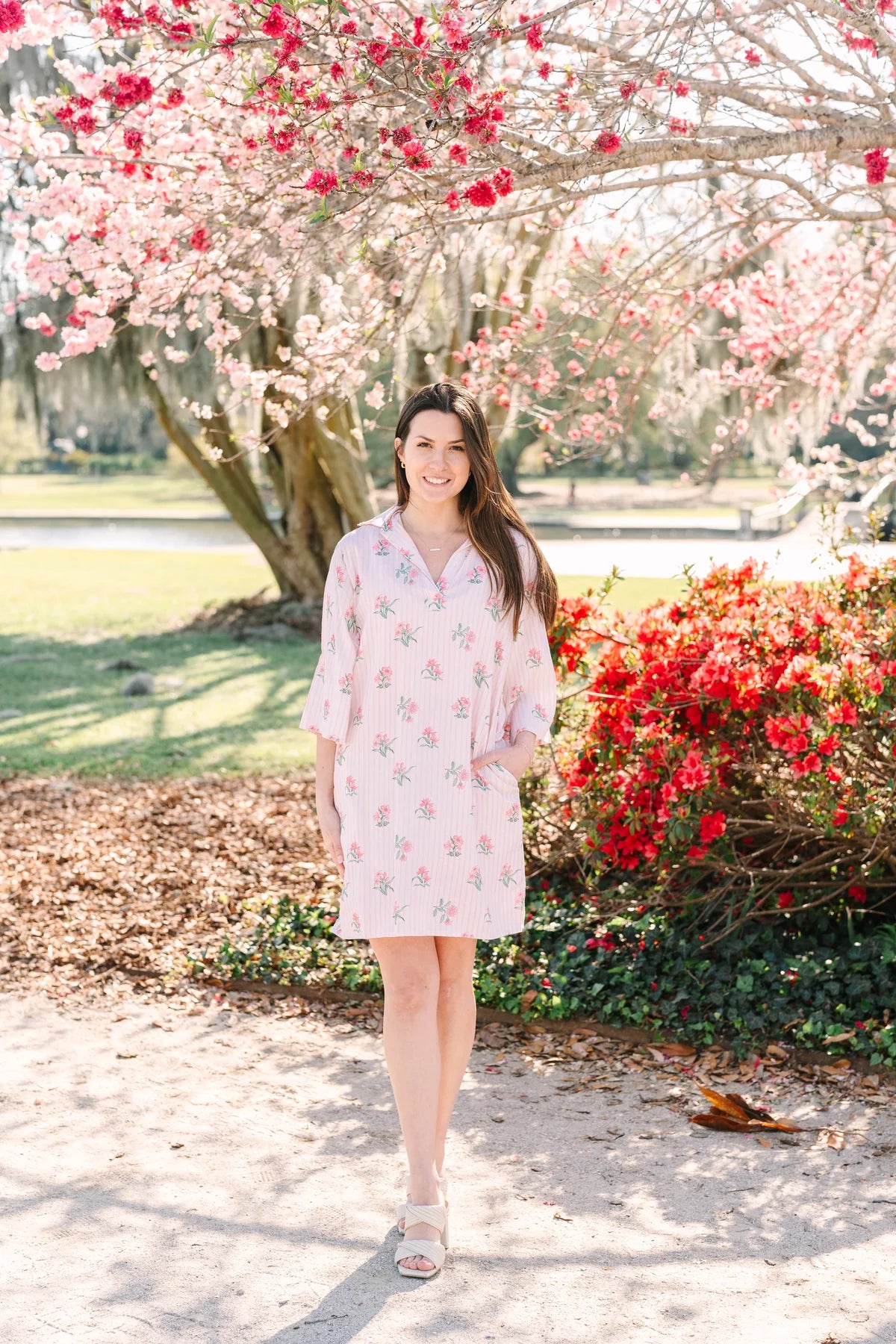 savannah dress garden stripes