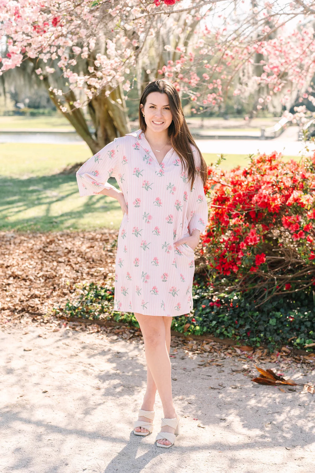 savannah dress garden stripes
