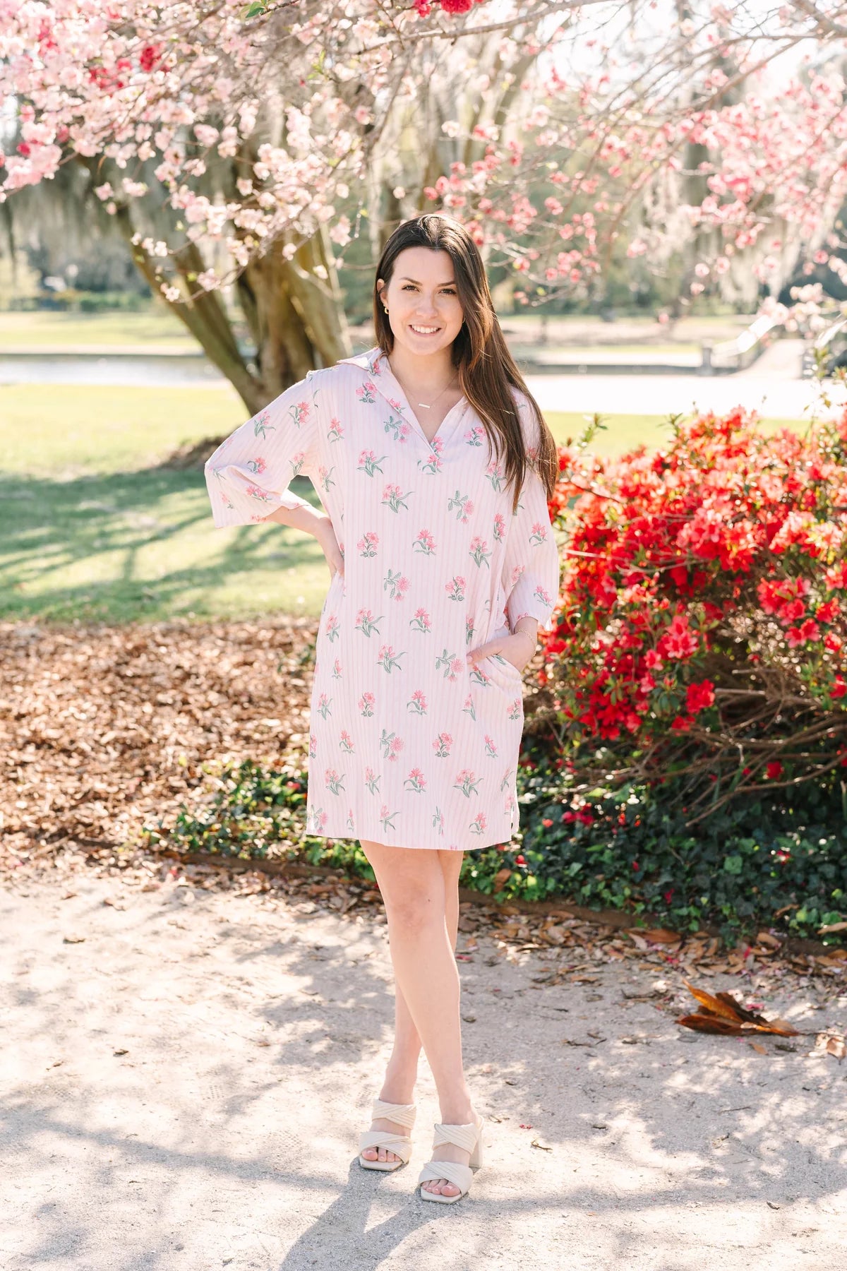 savannah dress garden stripes