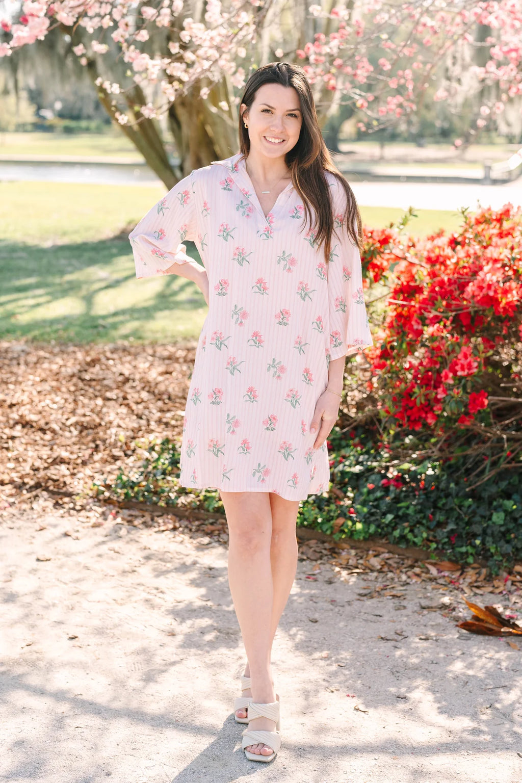 savannah dress garden stripes