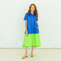 millie colorblock dress blue and green