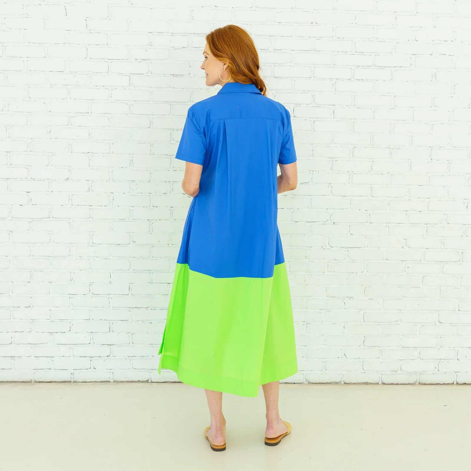 millie colorblock dress blue and green