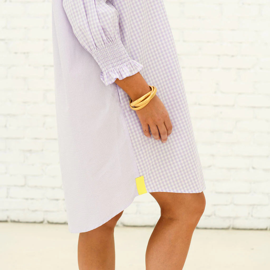 kimberly dress opposite gingham lavender