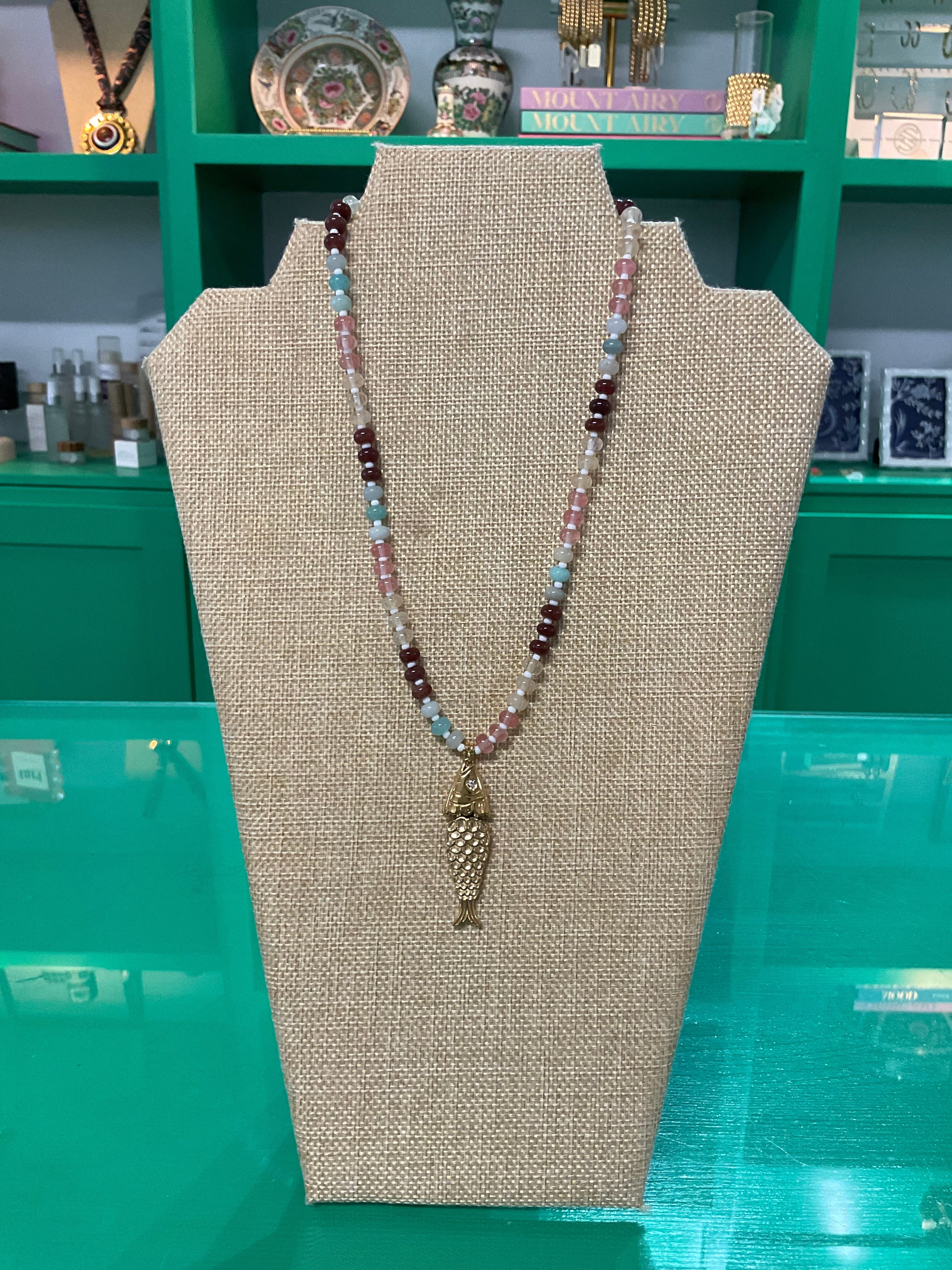 dancing fish beaded necklace