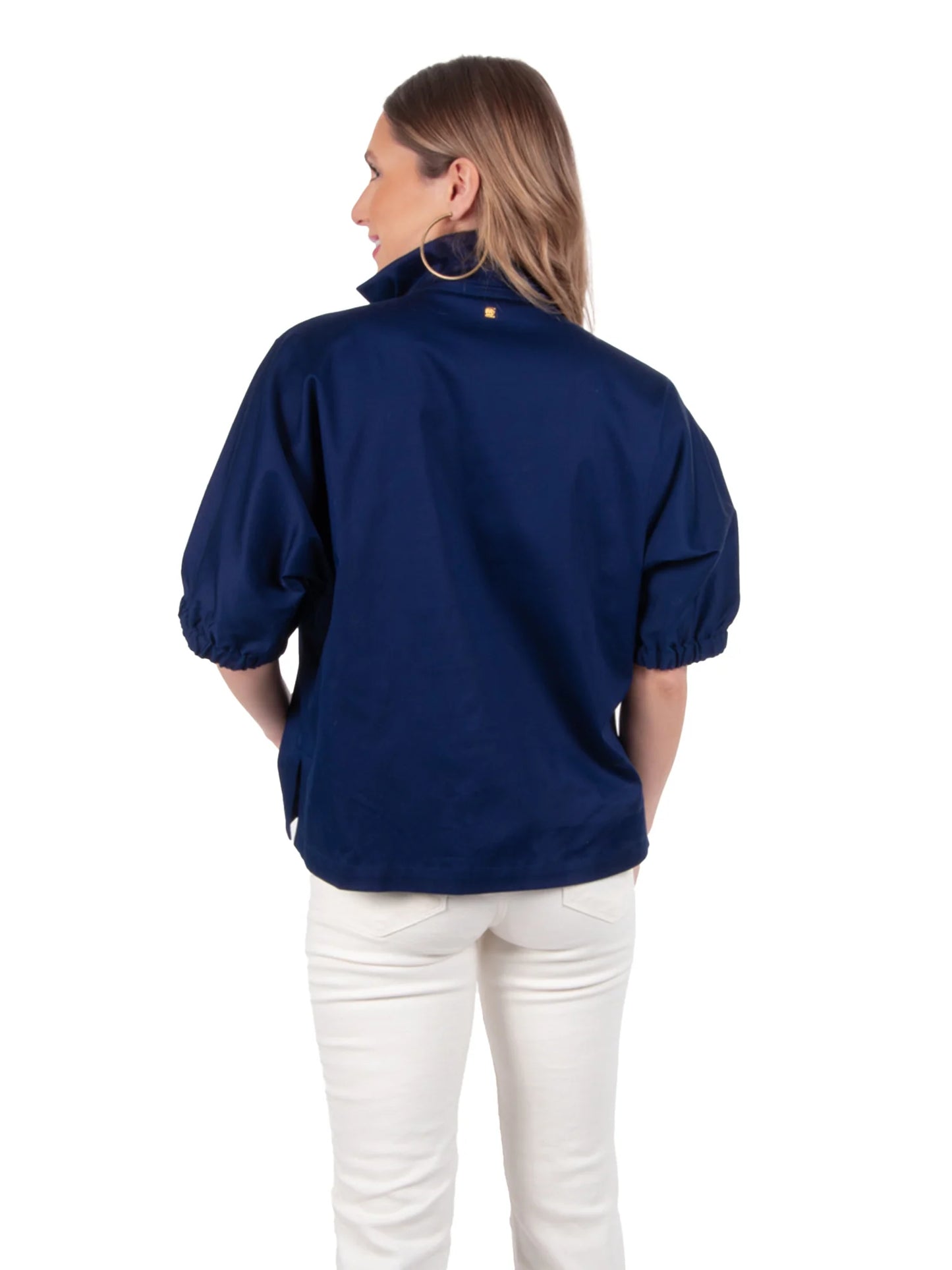 poppy top navy cotton poplin