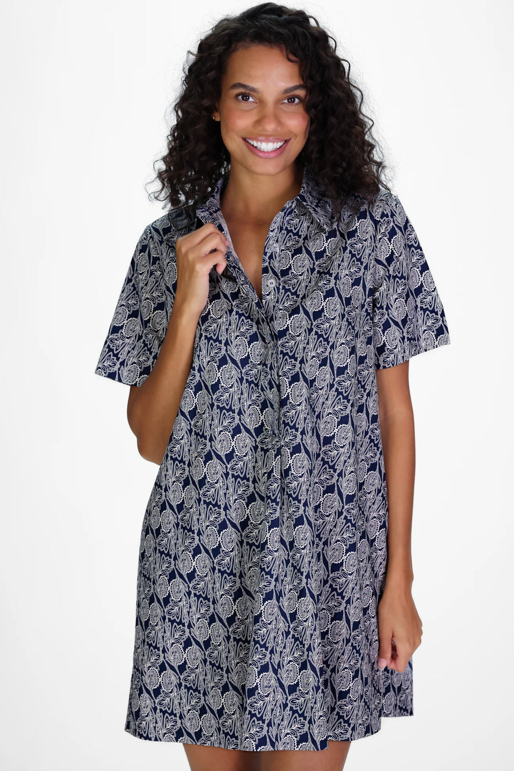 enid dress ornate navy