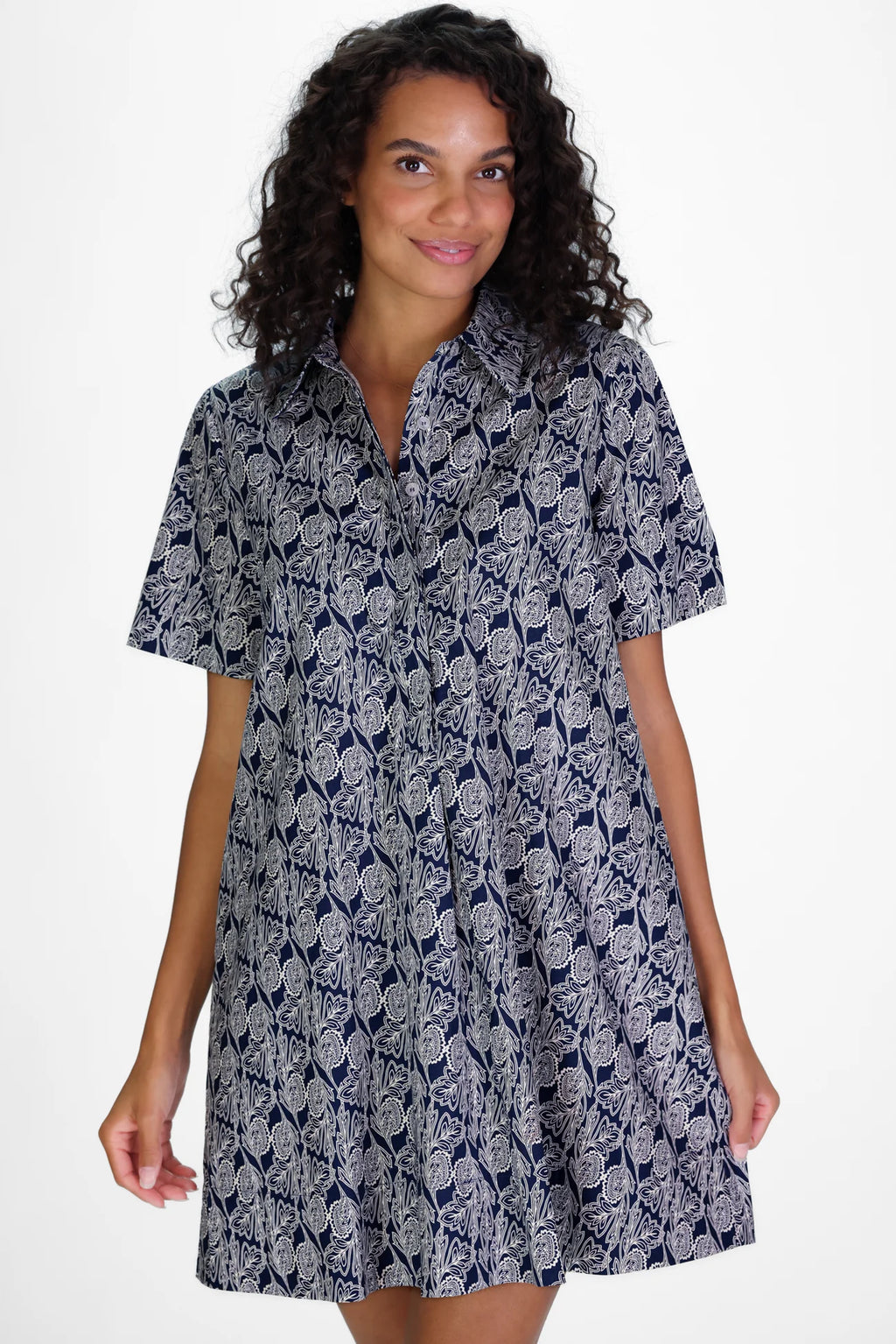 enid dress ornate navy