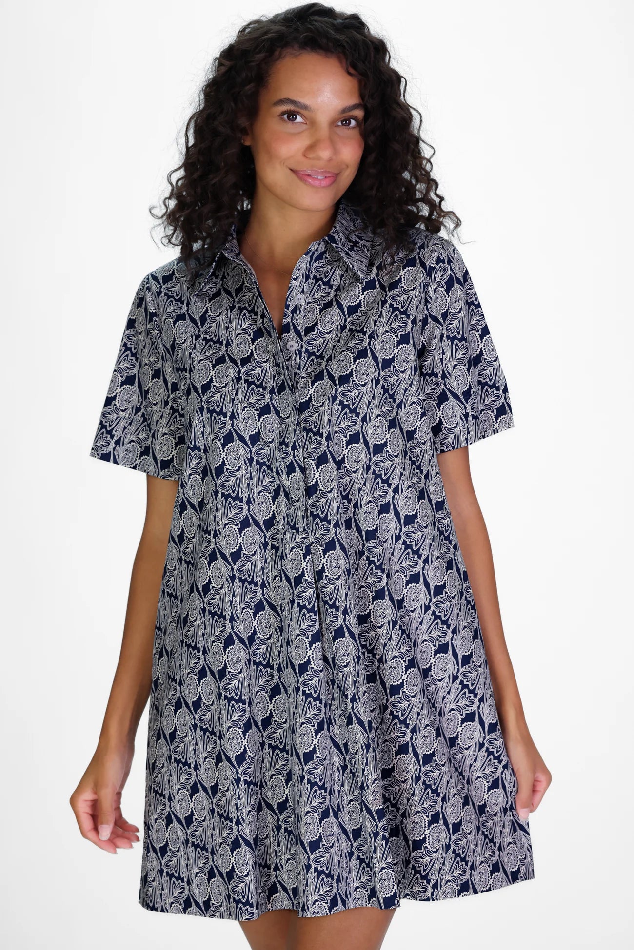 enid dress ornate navy