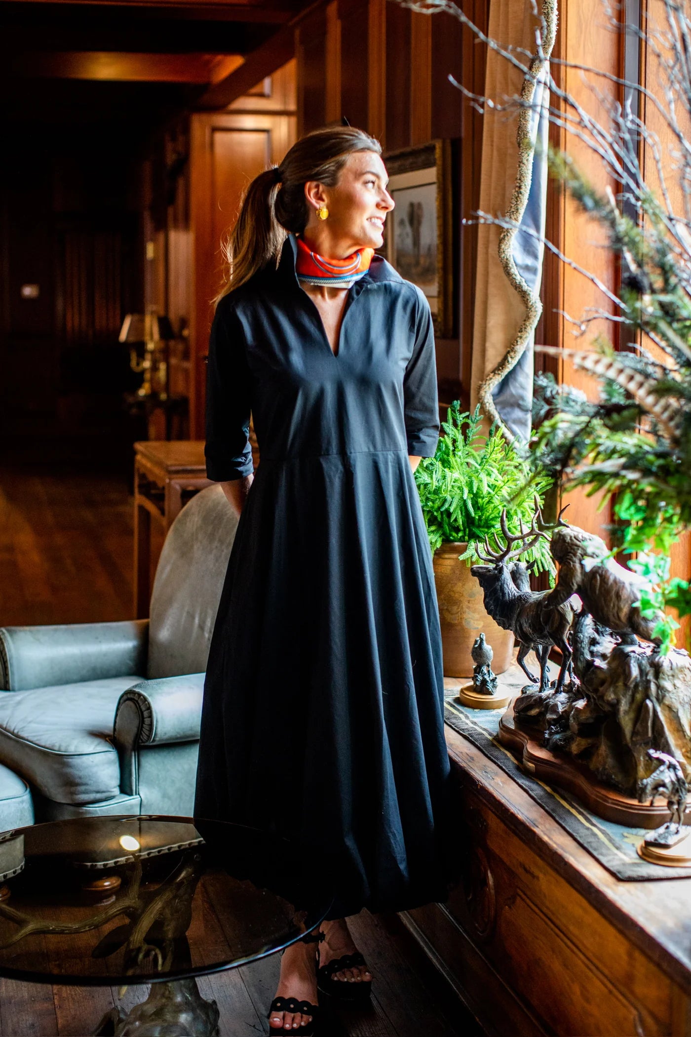 uptown bubble dress black long